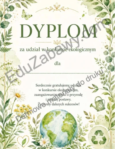 Dyplom za udział w konkursie ekologicznym 38
