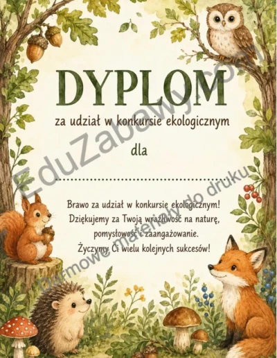 Dyplom za udział w konkursie ekologicznym 39