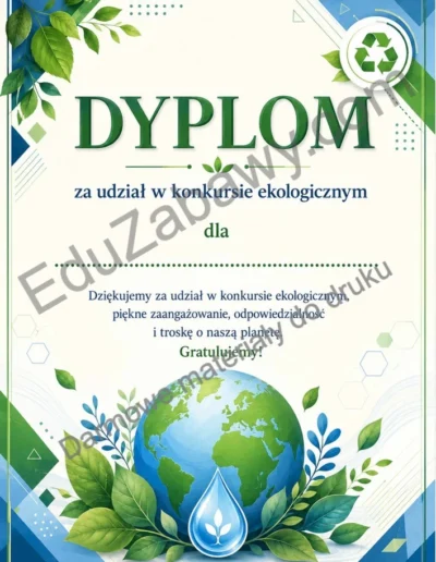 Dyplom za udział w konkursie ekologicznym 40