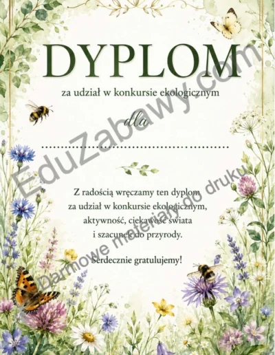 Dyplom za udział w konkursie ekologicznym 41