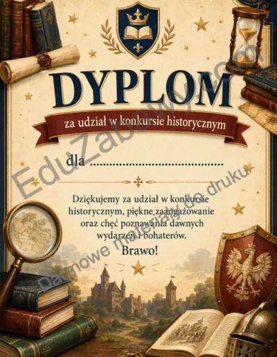 Dyplom za udział w konkursie historycznym 39