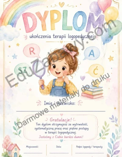 Dyplomy ukończenia terapii logopedycznej 38