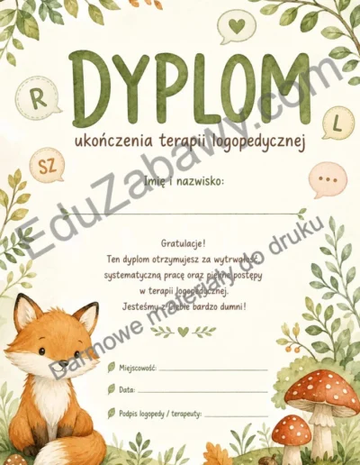 Dyplomy ukończenia terapii logopedycznej 41