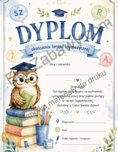 Dyplomy ukończenia terapii logopedycznej 39