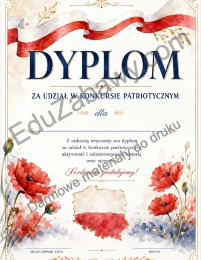 Dyplom za udział w konkursie patriotycznym 41