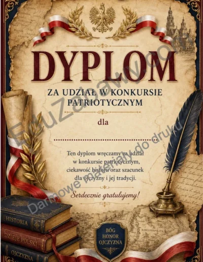 Dyplom za udział w konkursie patriotycznym 39