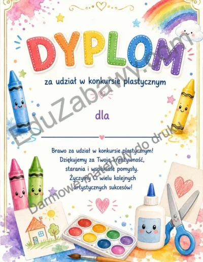 Dyplom za udział w konkursie plastycznym 40
