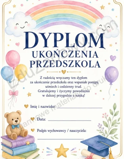 Dyplomy ukończenia przedszkola (pionowe) 38