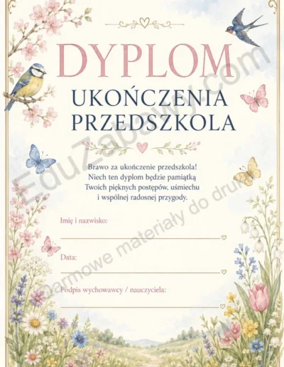 Dyplomy ukończenia przedszkola (pionowe) 40
