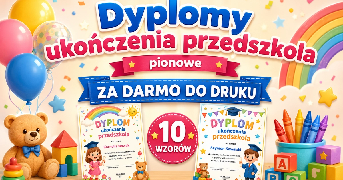 Dyplomy ukończenia przedszkola (pionowe)
