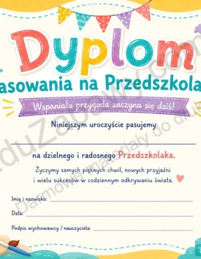 Dyplomy pasowania na przedszkolaka (poziome) 40