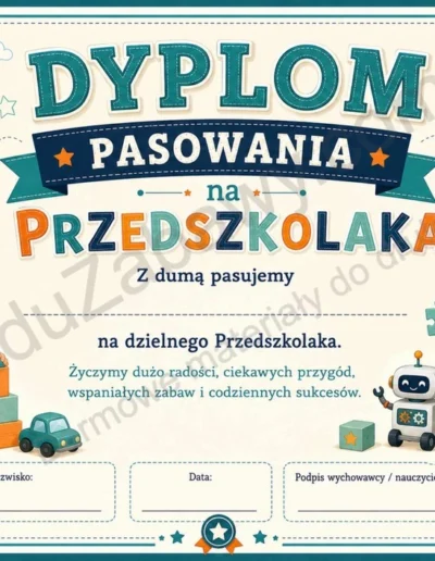 Dyplomy pasowania na przedszkolaka (poziome) 39