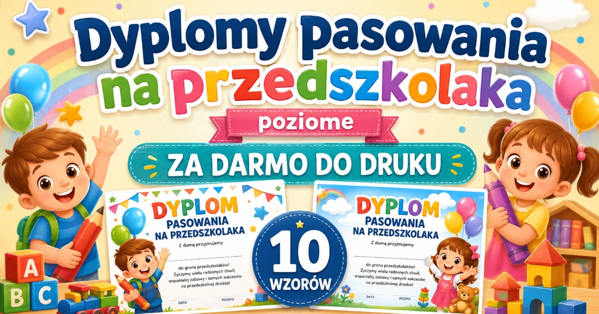 Dyplomy pasowania na przedszkolaka (poziome)
