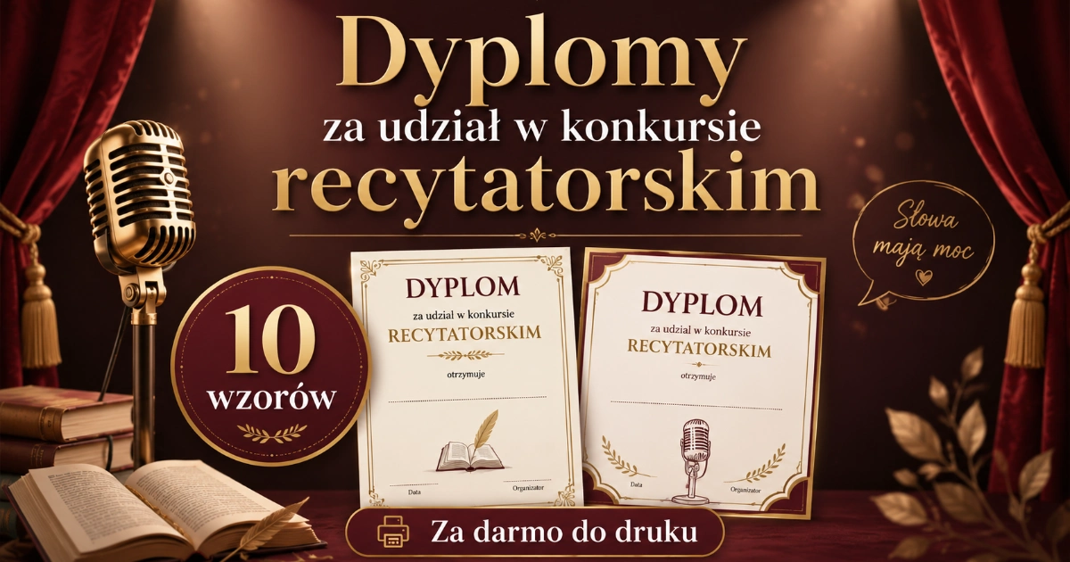 Dyplom za udział w konkursie recytatorskim