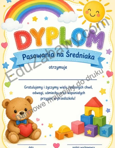 Dyplomy pasowania na średniaka (pionowe) 40