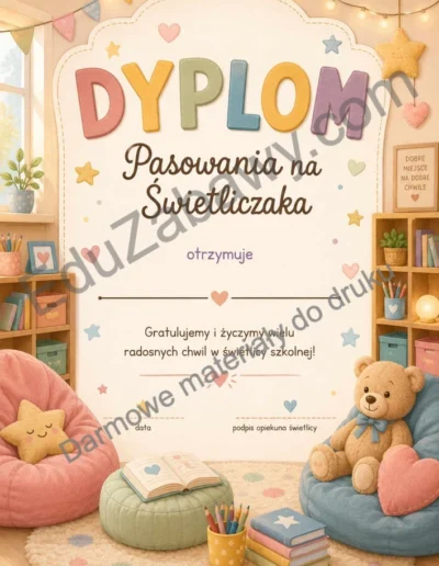 Dyplomy pasowania na świetliczaka (pionowe) 40