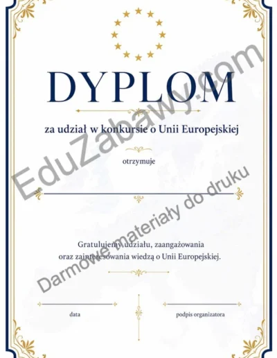 Dyplom za udział w konkursie o Unii Europejskiej 38