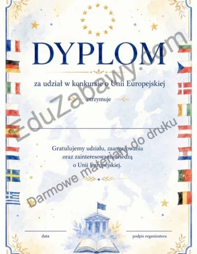 Dyplom za udział w konkursie o Unii Europejskiej 39