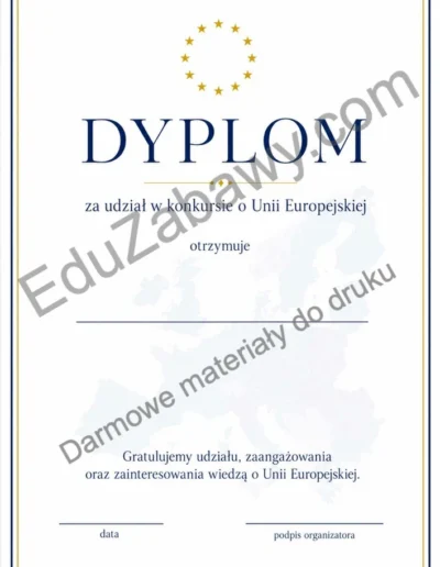 Dyplom za udział w konkursie o Unii Europejskiej 41