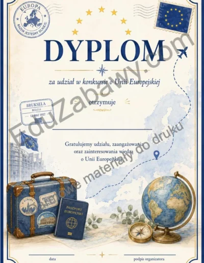 Dyplom za udział w konkursie o Unii Europejskiej 42