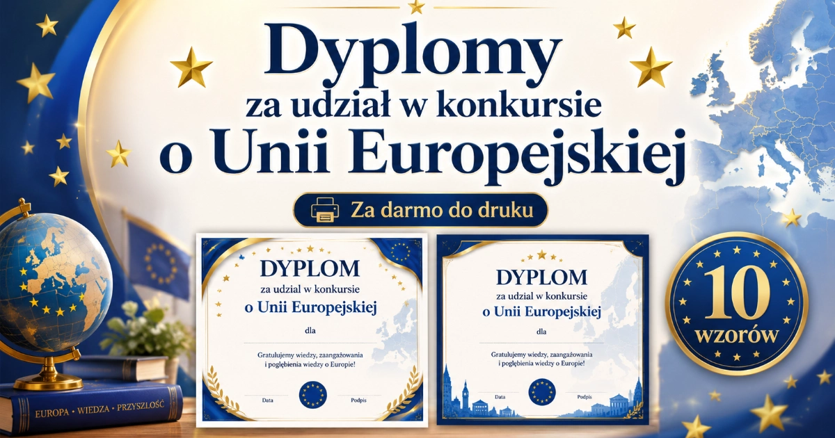 Dyplom za udział w konkursie o Unii Europejskiej