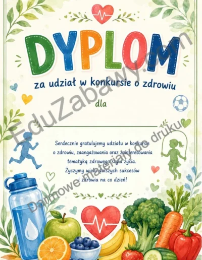 Dyplom za udział w konkursie o zdrowiu 38