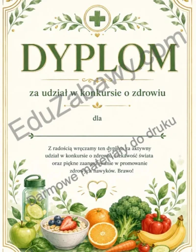 Dyplom za udział w konkursie o zdrowiu 39