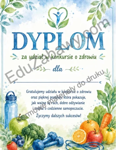 Dyplom za udział w konkursie o zdrowiu 41