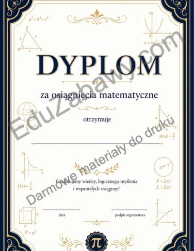 Dyplom za osiągnięcia matematyczne 38
