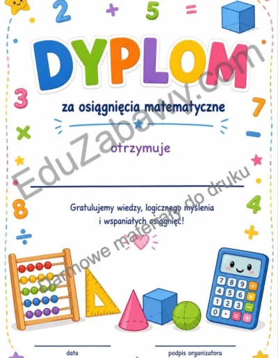 Dyplom za osiągnięcia matematyczne 39