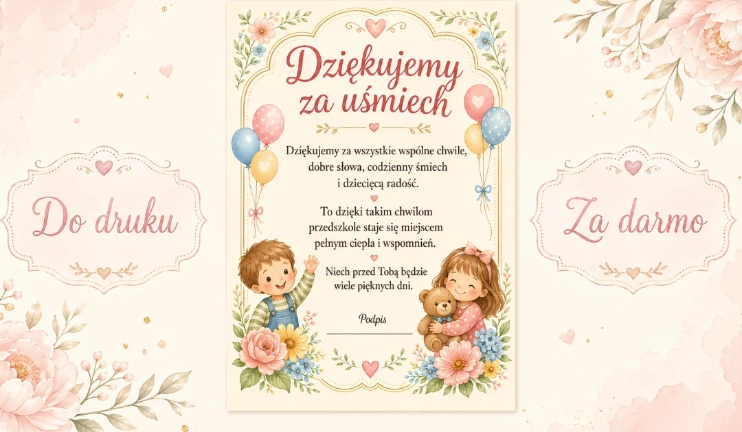 Dedykacja na pożegnanie przedszkola: Dziękujemy za uśmiech