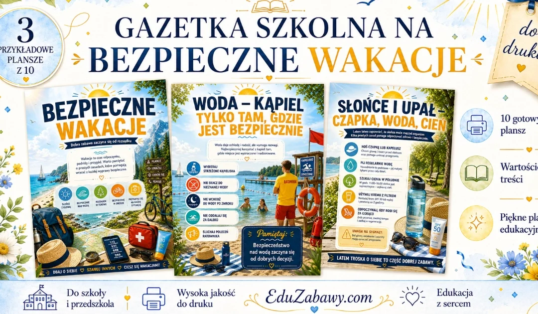 Gazetka szkolna: Bezpieczne wakacje