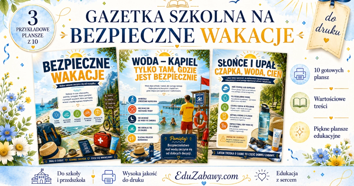Gazetka szkolna: Bezpieczne wakacje