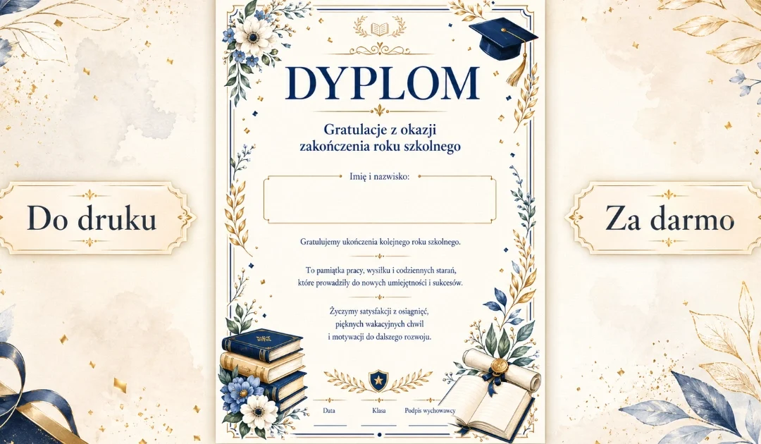 Dyplom: Gratulacje z okazji zakończenia roku