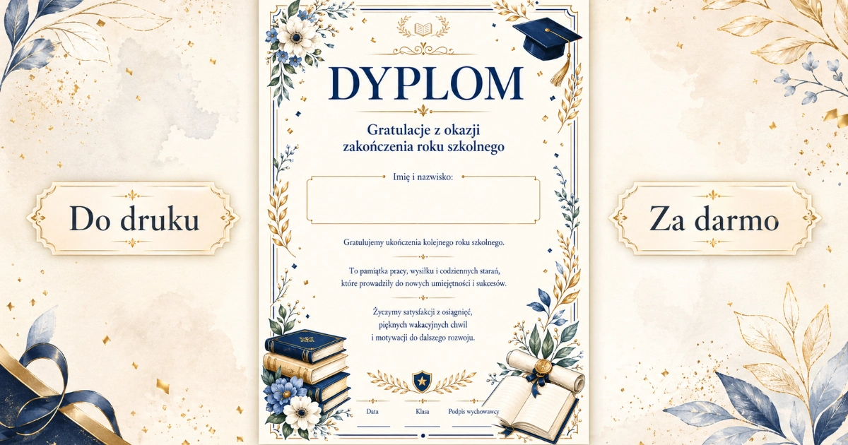 Dyplom: Gratulacje z okazji zakończenia roku