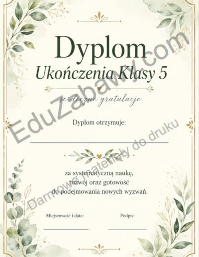 Dyplom ukończenia klasy 5 41