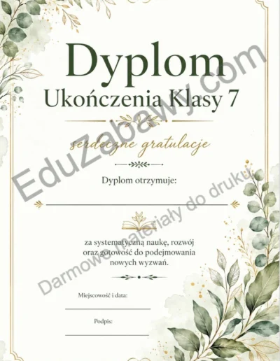 Dyplom ukończenia klasy 7 41