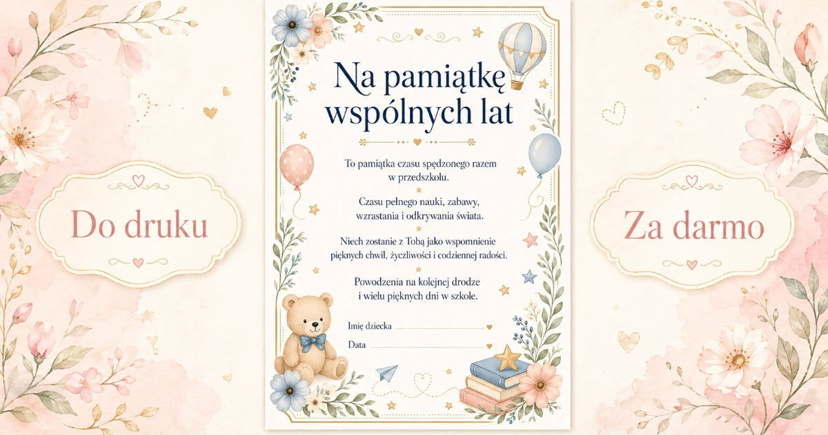Wkładka na pożegnanie przedszkola: Na pamiątkę wspólnych lat 38