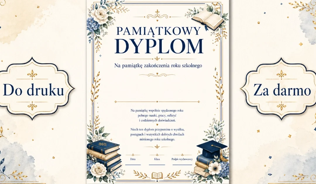 Dyplom: Na pamiątkę zakończenia roku
