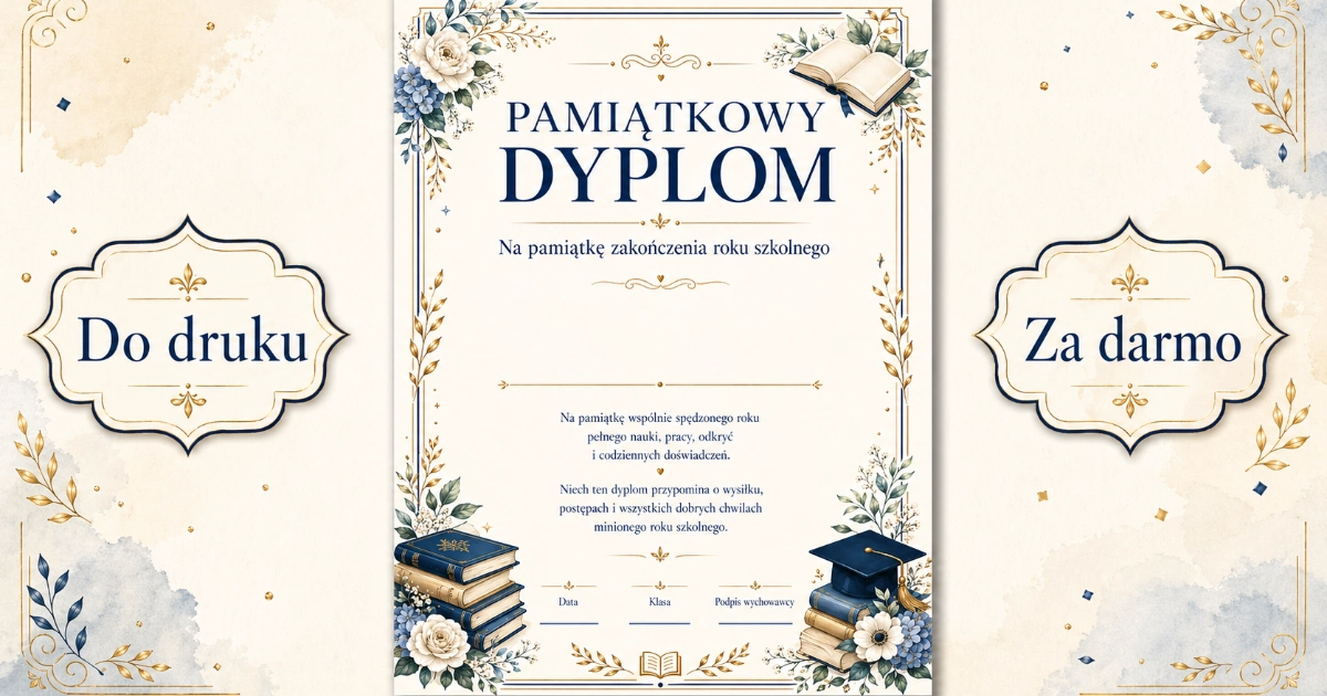 Dyplom: Na pamiątkę zakończenia roku