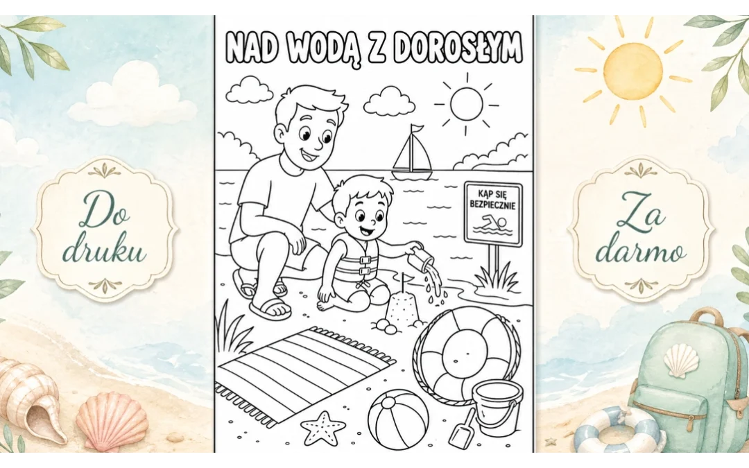 Kolorowanka: Nad wodą z dorosłym