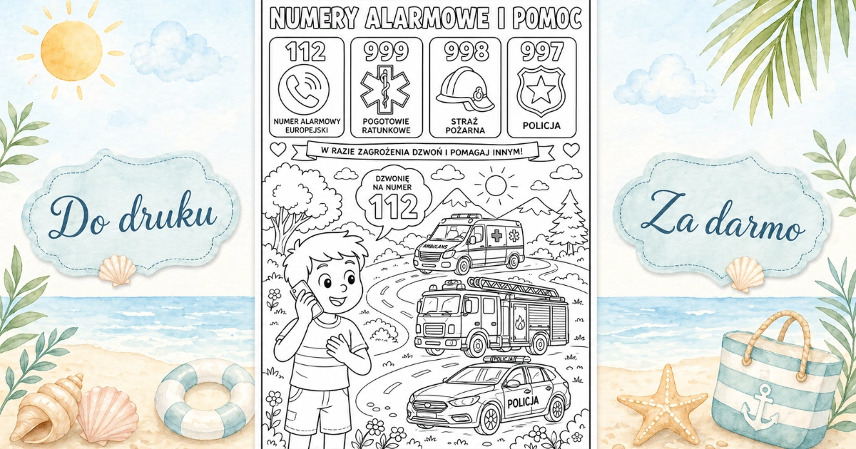 Kolorowanka: Numery alarmowe i pomoc 38