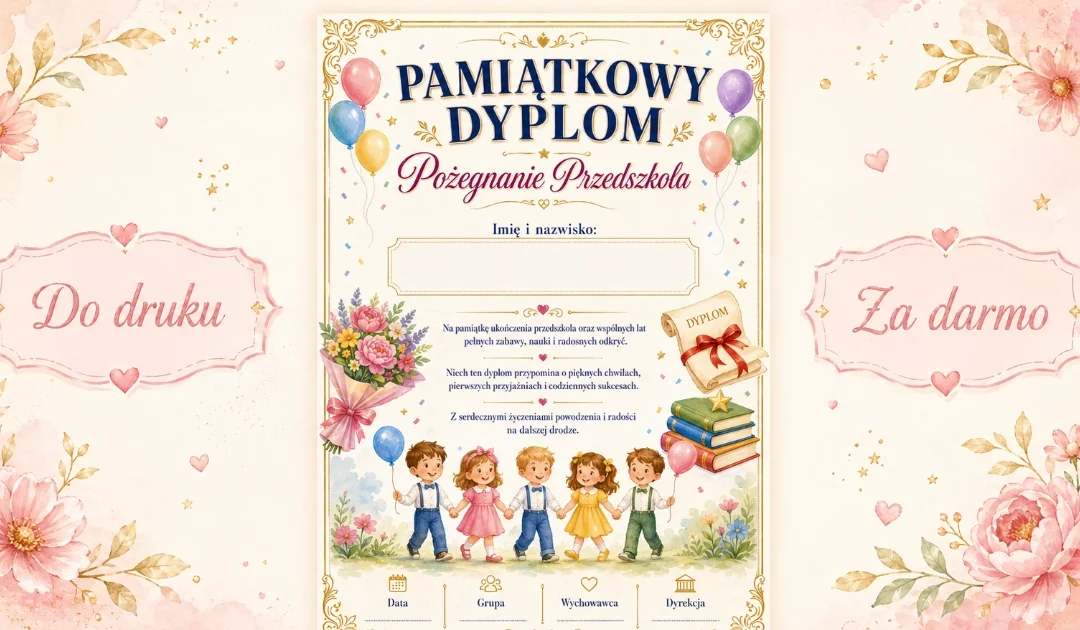 Dyplom: Pamiątka pożegnania przedszkola