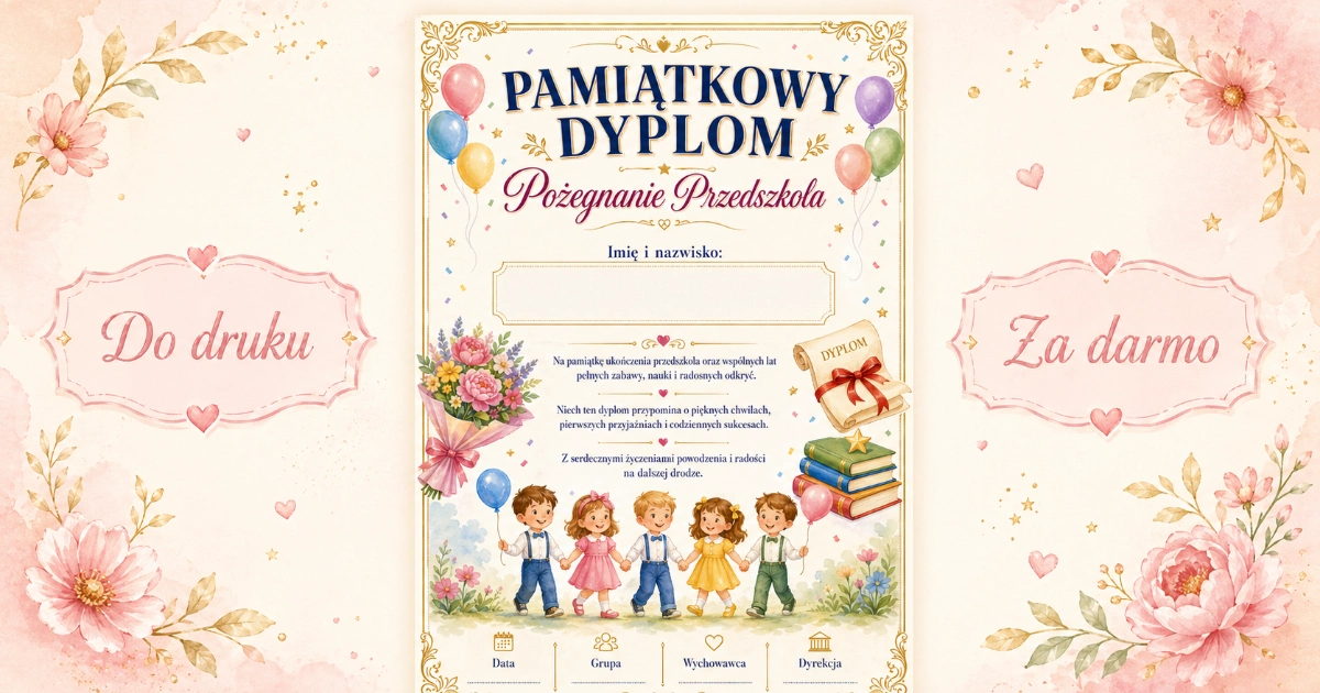 Dyplom: Pamiątka pożegnania przedszkola
