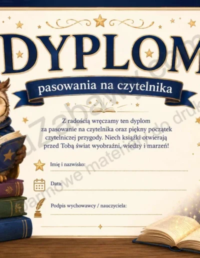 Dyplomy pasowania na czytelnika (poziome) 38