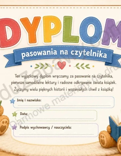 Dyplomy pasowania na czytelnika (poziome) 41