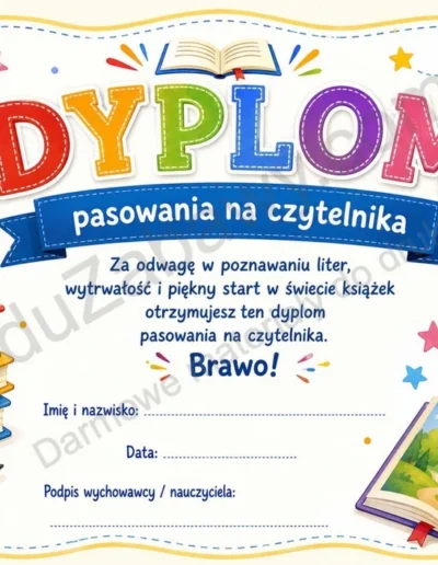 Dyplomy pasowania na czytelnika (poziome) 39