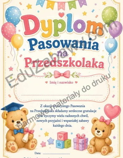 Dyplomy pasowania na przedszkolaka (pionowe) 38
