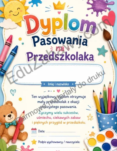 Dyplomy pasowania na przedszkolaka (pionowe) 41