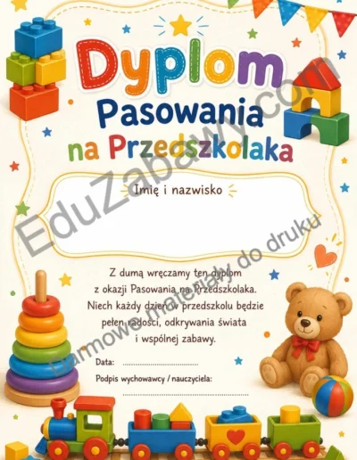 Dyplomy pasowania na przedszkolaka (pionowe) 40